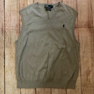 Men’s Polo Ralph Lauren v neck gray pull over sweater vest XL